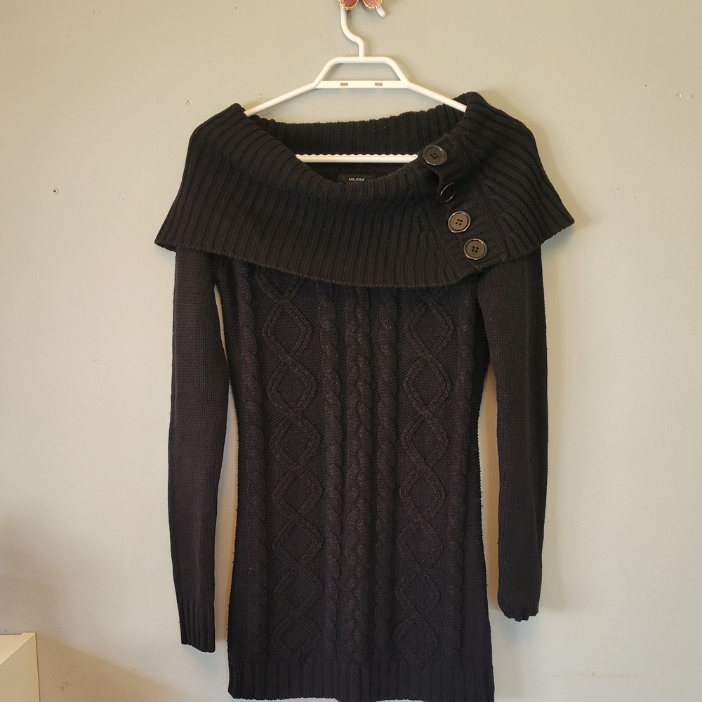 Elegant Off-the-Shoulder Black Sweater